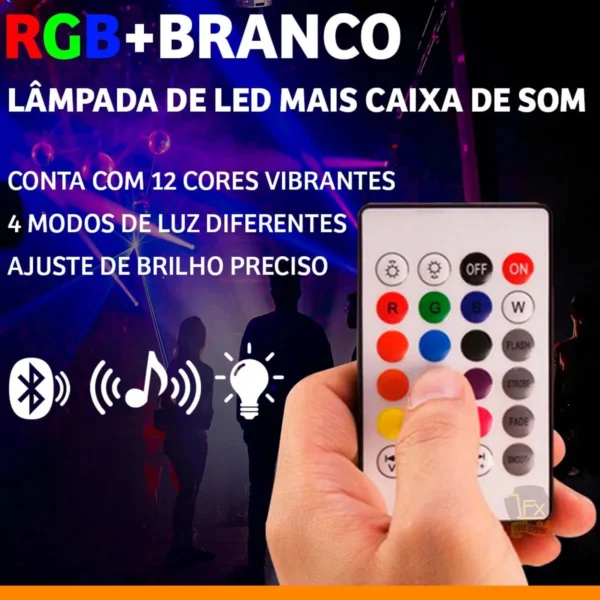 Lampada Luz Led Rgb Bluetooth Música Caixa Som Festa Musica - Image 4