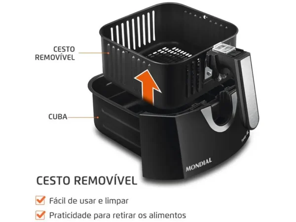 Fritadeira Elétrica sem Óleo/Air Fryer Mondial Family AFN-40-BI Preto 4L com Timer - 110V - Image 4