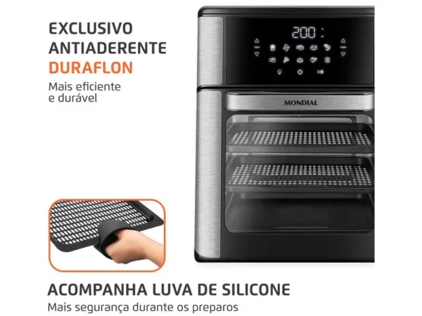 Fritadeira Elétrica sem Óleo/Air Fryer Mondial Forno Oven AFON-12L-BI Preta 12L - 220V - Image 5