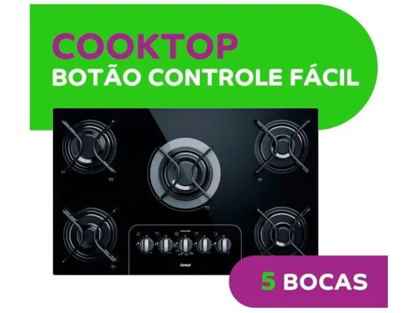 Cooktop 5 Bocas a Gás GLP Consul Vidro Temperado - Bivolt - Image 4