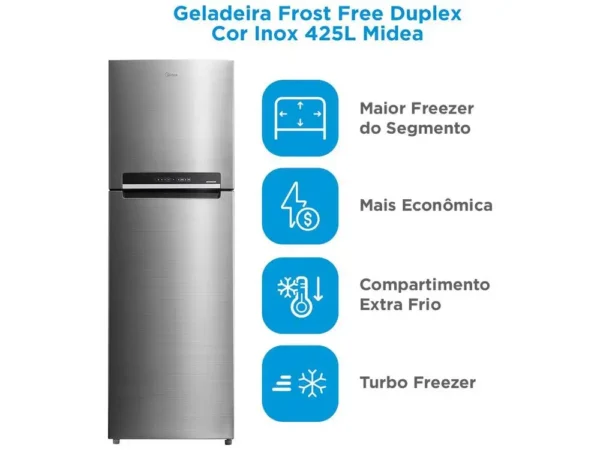Geladeira/Refrigerador Midea Frost Free Duplex 425L MD-RT572EVD462 - 220V - Image 2