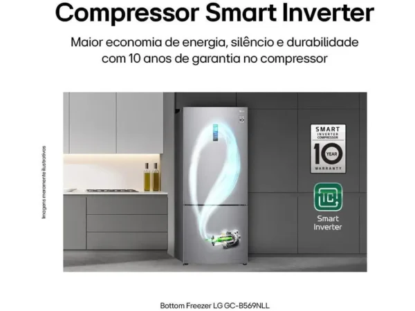 Geladeira/Refrigerador LG Frost Free Smart Inverse Prata 451L Inox Look GC-B569NLLM.APZFSBS - 220V - Image 4