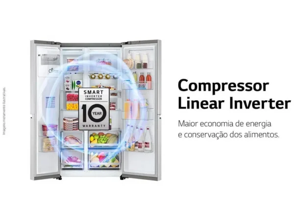 Geladeira/Refrigerador LG Frost Free Side by Side 598L com Dispenser de Água GC-X257C - 220V - Image 4