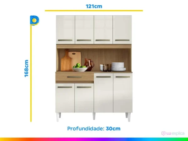 Cozinha Compacta Aramóveis Cleo 8 Portas - Image 6
