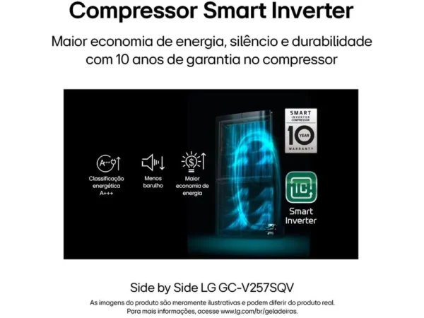 Geladeira/Refrigerador LG Smart Frost Free Inox - 110V - Image 3