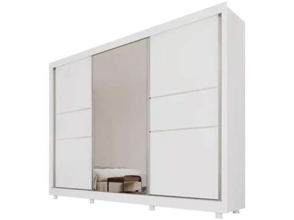 Guarda-roupa Casal com Espelho 3 Portas de Correr