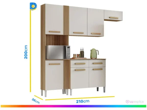 Cozinha Compacta Aramóveis Juma com Balcão 7 Portas 2 Gavetas - Image 5