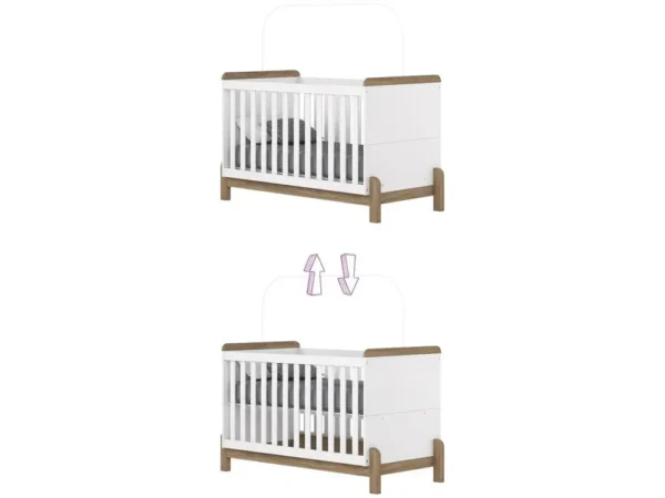 Quarto de Bebê Completo com Berço Cômoda e Guarda-roupa Henn Ternura Branco e Jequitibá - Image 4