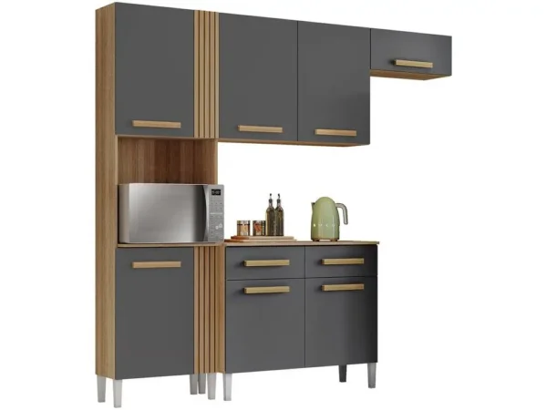 Cozinha Compacta Aramóveis Juma com Balcão 7 Portas 2 Gavetas - Image 3