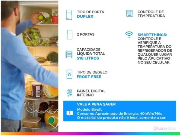 Geladeira/Refrigerador Samsung Frost Free Duplex Smart Prata 518L RT53 Bivolt - Bivolt - Image 2