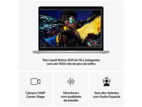 Notebook Macbook Apple Pro 16" M4 36GB RAM SSD 1TB Prateado - Image 6