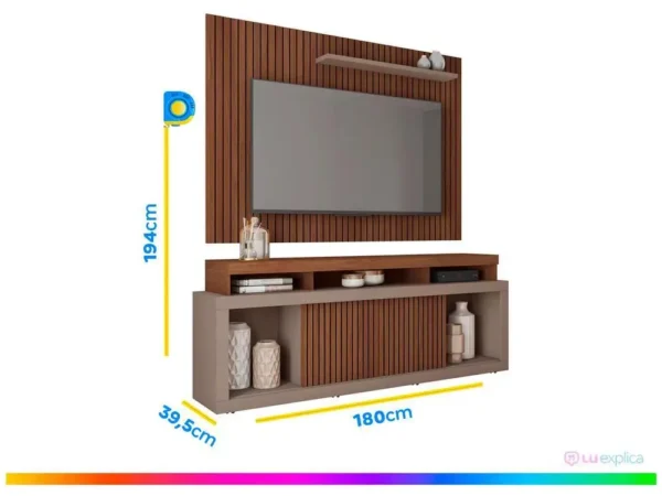 Rack para TV até 70” com Painel 1 Porta Caemmun Aegon - Image 5