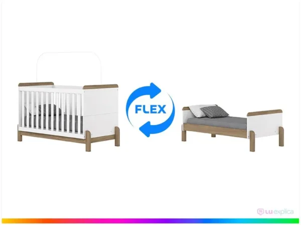 Quarto de Bebê Completo com Berço Cômoda e Guarda-roupa Henn Ternura Branco e Jequitibá - Image 2
