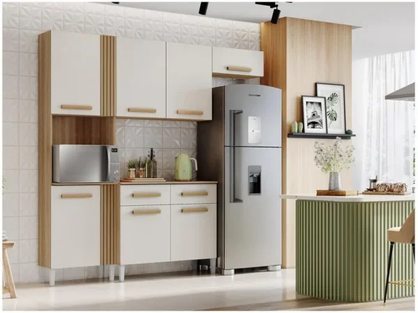 Cozinha Compacta Aramóveis Juma com Balcão 7 Portas 2 Gavetas